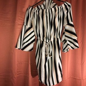 Black/white/beige dress